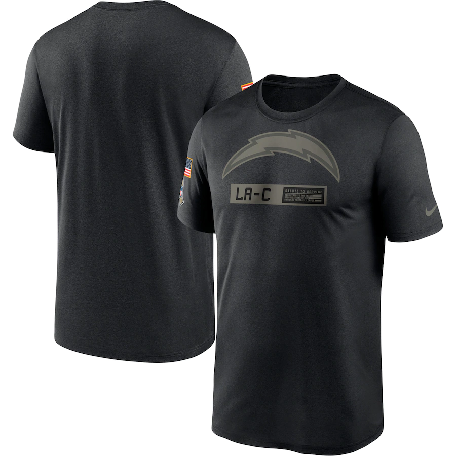Men's Los Angeles Chargers 2020 Black Salute To Service Performance T-Shirt